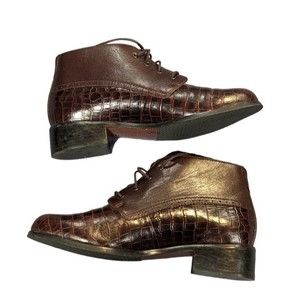 Ariat Ankle Boots Style #17425 Croc Embossed Brown Leather Size 6.5B